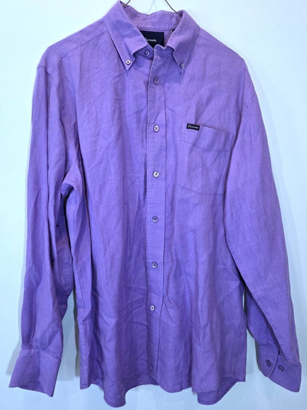 NWOT Faconnable Classique Linen Purple Shirt Size M